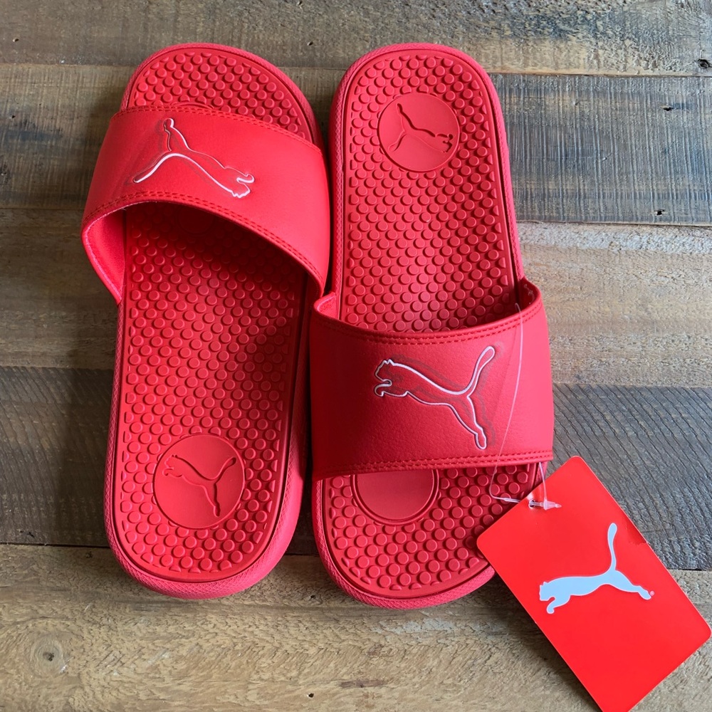 NWT! Puma red slides